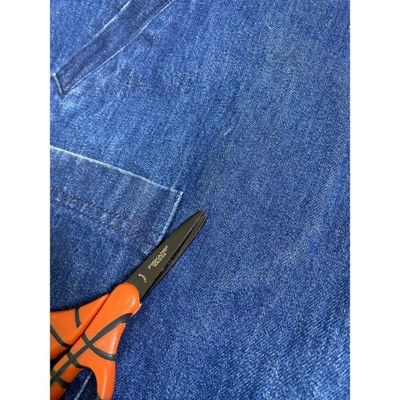 Vtg David Brooks Denim Chore Barn Jacket Suede Collar Womens Large Wool lining - Picture 7 of 16